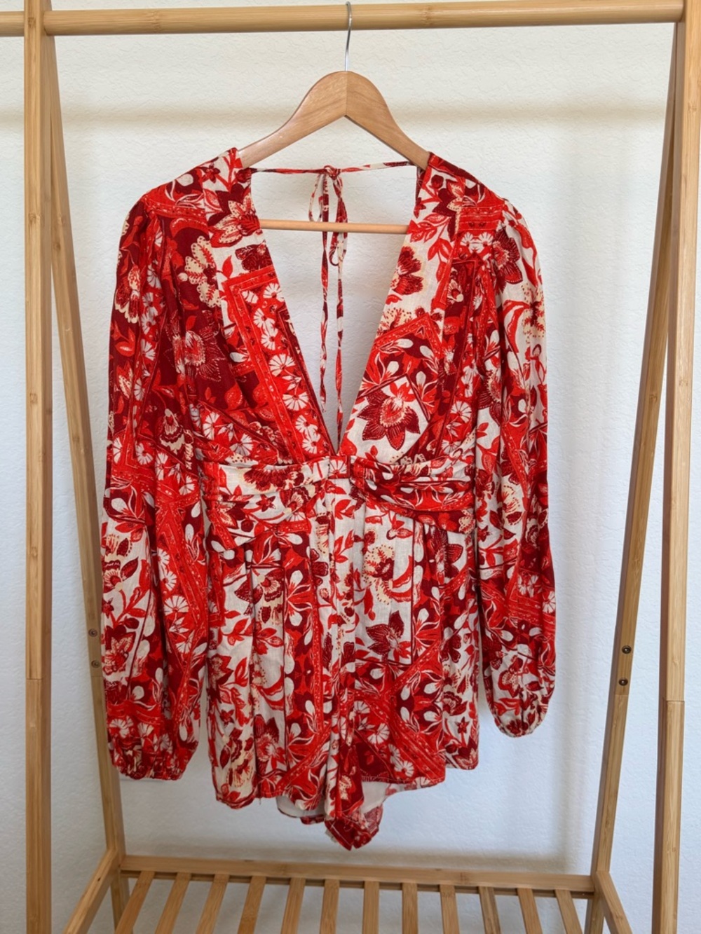 Free People Red Floral Romper